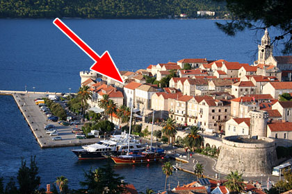 Location in Korcula Old Town